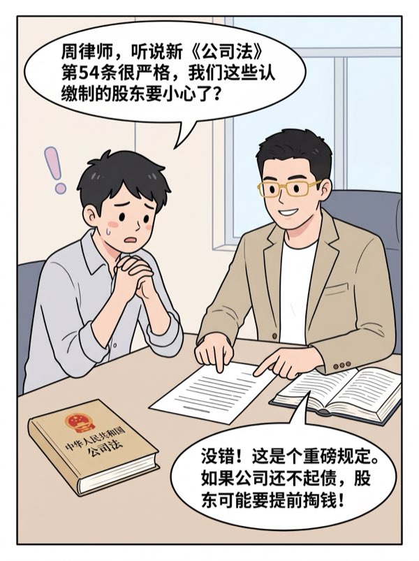 问: 新《公司法》第54条——加速到期,提前出资,让没完成实缴的股东背上债务